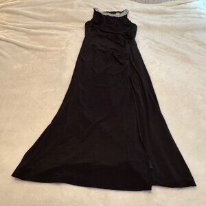 Alex Evening Gorgeous Black Long Formal with Rhinestones on Back Size 10P